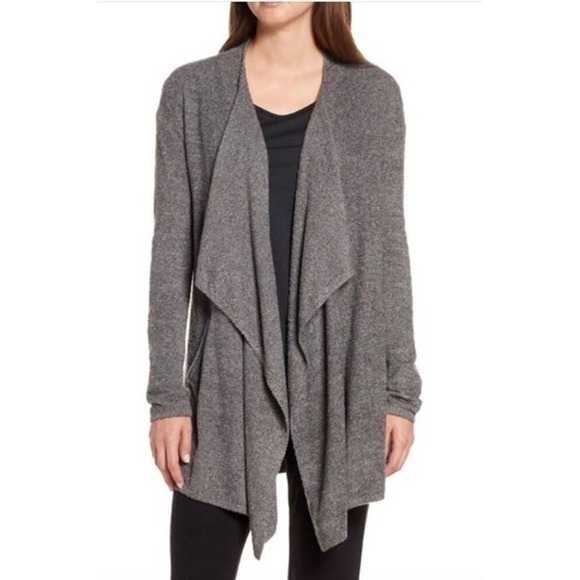 Barefoot Dreams Sweaters - Barefoot Dreams Bamboo Chic Lite Circle Cardigan Gray Open Front Sweater 436 S/M
